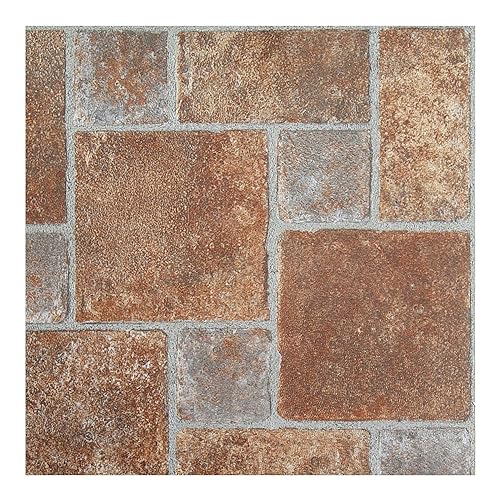 Tivoli Self Adhesive Vinyl Floor Tiles, 45 Tiles - 12" x 12", Medium Oak Plank-Look - Peel & Stick, DIY Flooring for Kitchen, Dining Room, Bedrooms, Basements & Bathrooms by Achim Home Decor