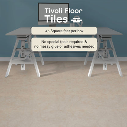 Tivoli Self Adhesive Vinyl Floor Tiles, 45 Tiles - 12" x 12", Medium Oak Plank-Look - Peel & Stick, DIY Flooring for Kitchen, Dining Room, Bedrooms, Basements & Bathrooms by Achim Home Decor