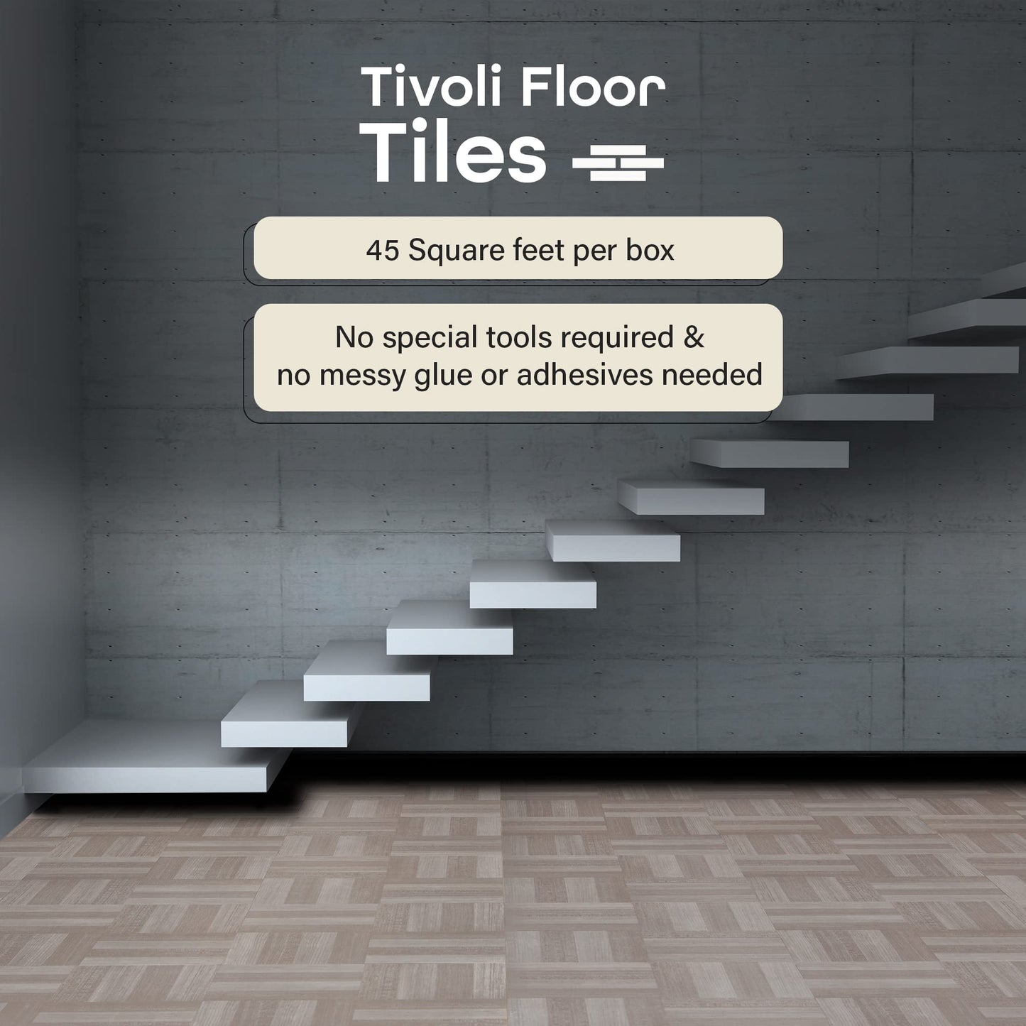 Tivoli Self Adhesive Vinyl Floor Tiles, 45 Tiles - 12" x 12", Medium Oak Plank-Look - Peel & Stick, DIY Flooring for Kitchen, Dining Room, Bedrooms, Basements & Bathrooms by Achim Home Decor