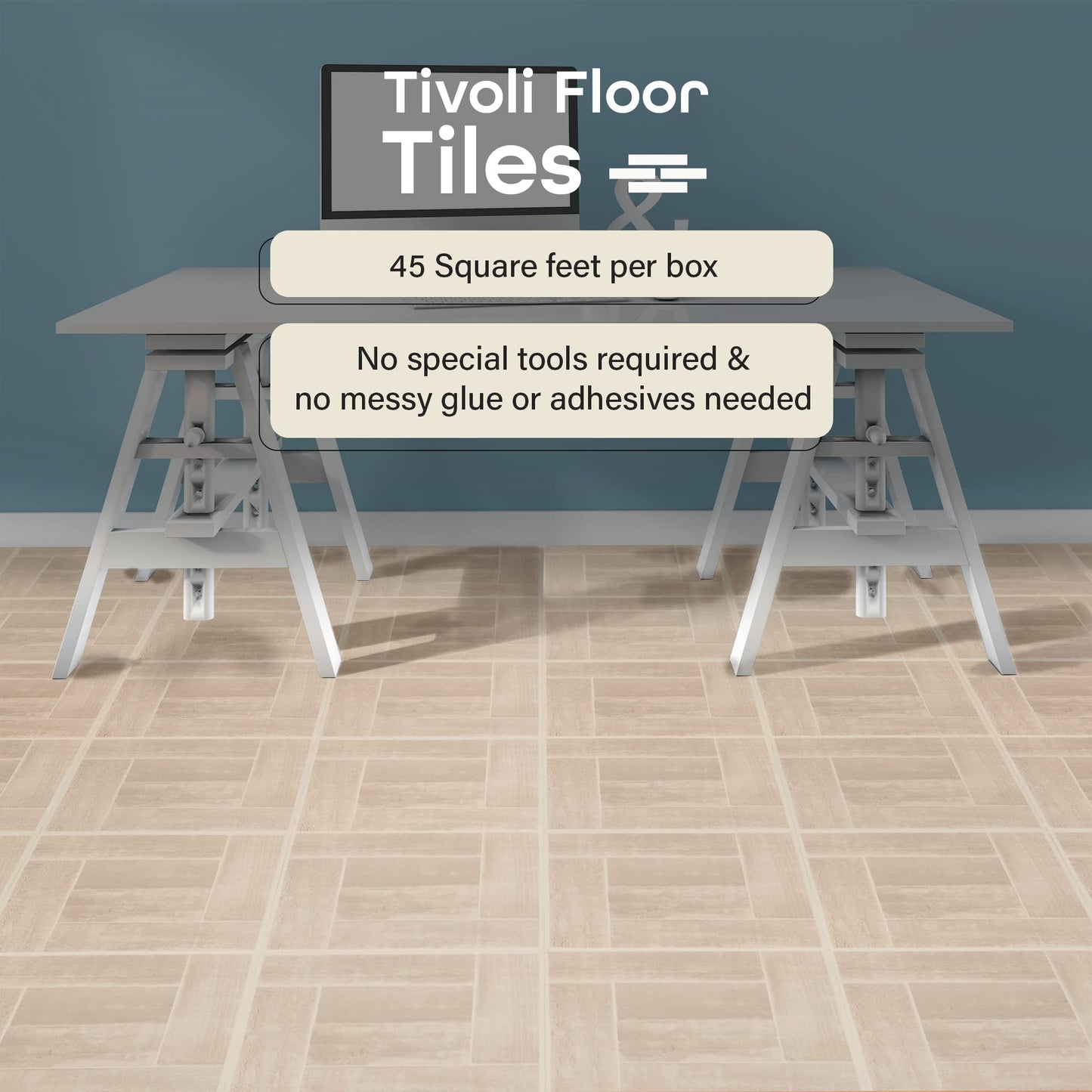 Tivoli Self Adhesive Vinyl Floor Tiles, 45 Tiles - 12" x 12", Medium Oak Plank-Look - Peel & Stick, DIY Flooring for Kitchen, Dining Room, Bedrooms, Basements & Bathrooms by Achim Home Decor