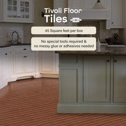 Tivoli Self Adhesive Vinyl Floor Tiles, 45 Tiles - 12" x 12", Medium Oak Plank-Look - Peel & Stick, DIY Flooring for Kitchen, Dining Room, Bedrooms, Basements & Bathrooms by Achim Home Decor