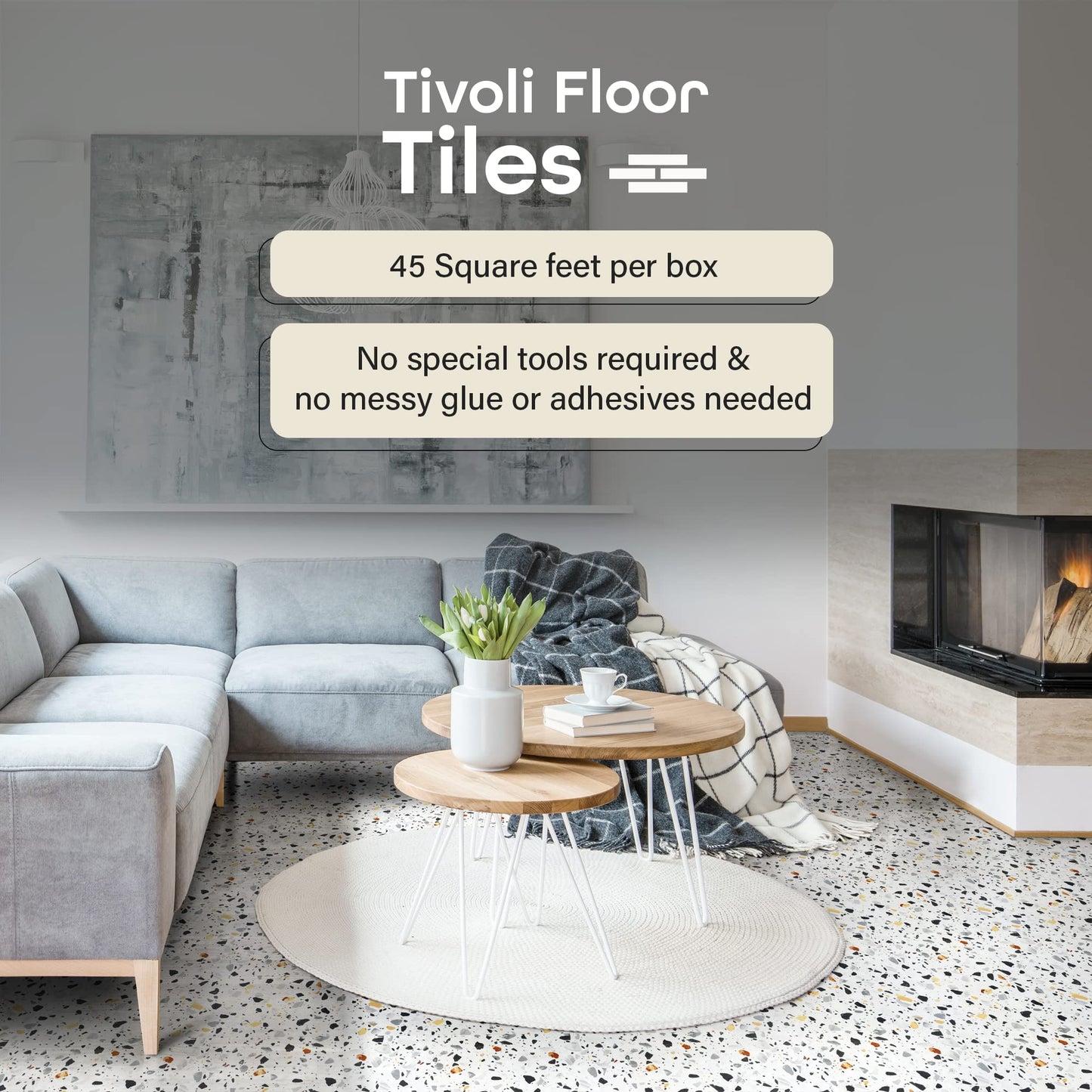 Tivoli Self Adhesive Vinyl Floor Tiles, 45 Tiles - 12" x 12", Medium Oak Plank-Look - Peel & Stick, DIY Flooring for Kitchen, Dining Room, Bedrooms, Basements & Bathrooms by Achim Home Decor