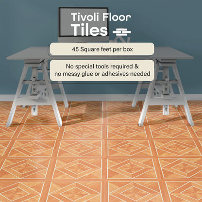 Tivoli Self Adhesive Vinyl Floor Tiles, 45 Tiles - 12" x 12", Medium Oak Plank-Look - Peel & Stick, DIY Flooring for Kitchen, Dining Room, Bedrooms, Basements & Bathrooms by Achim Home Decor