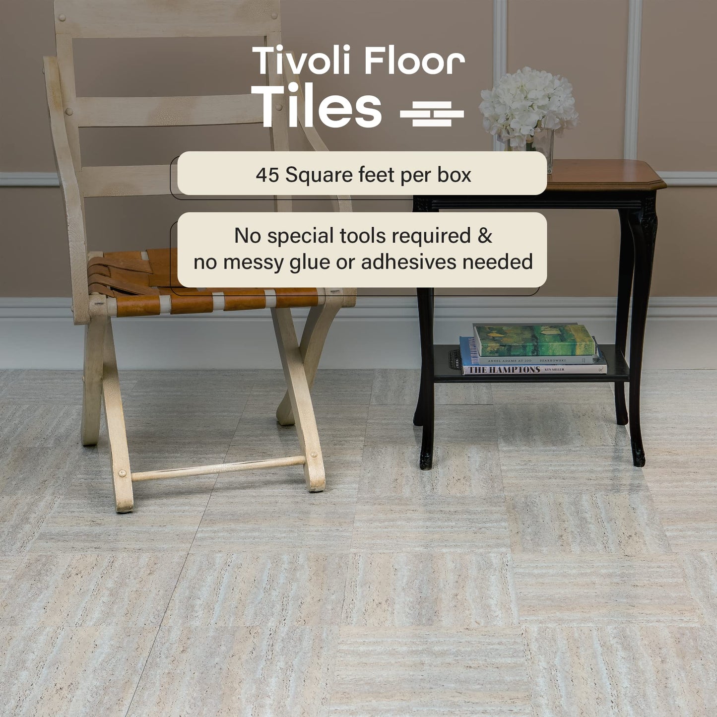 Tivoli Self Adhesive Vinyl Floor Tiles, 45 Tiles - 12" x 12", Medium Oak Plank-Look - Peel & Stick, DIY Flooring for Kitchen, Dining Room, Bedrooms, Basements & Bathrooms by Achim Home Decor