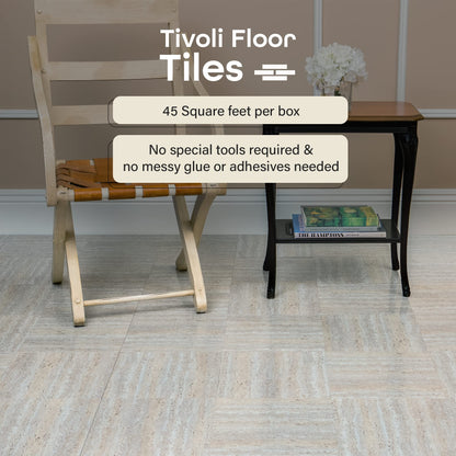 Tivoli Self Adhesive Vinyl Floor Tiles, 45 Tiles - 12" x 12", Medium Oak Plank-Look - Peel & Stick, DIY Flooring for Kitchen, Dining Room, Bedrooms, Basements & Bathrooms by Achim Home Decor