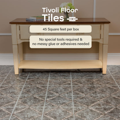 Tivoli Self Adhesive Vinyl Floor Tiles, 45 Tiles - 12" x 12", Medium Oak Plank-Look - Peel & Stick, DIY Flooring for Kitchen, Dining Room, Bedrooms, Basements & Bathrooms by Achim Home Decor